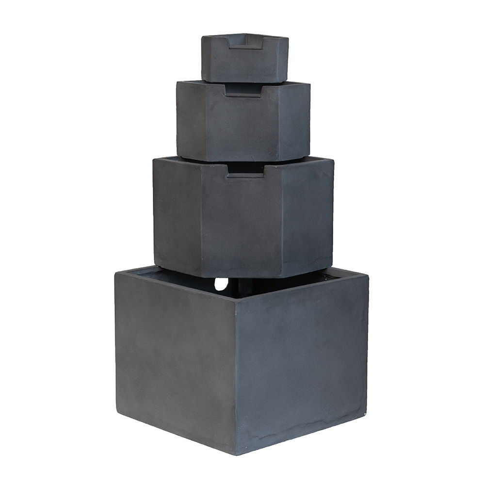 Cement 4 Tier Block Water Fountain Outdoor - Gray Daily Nest