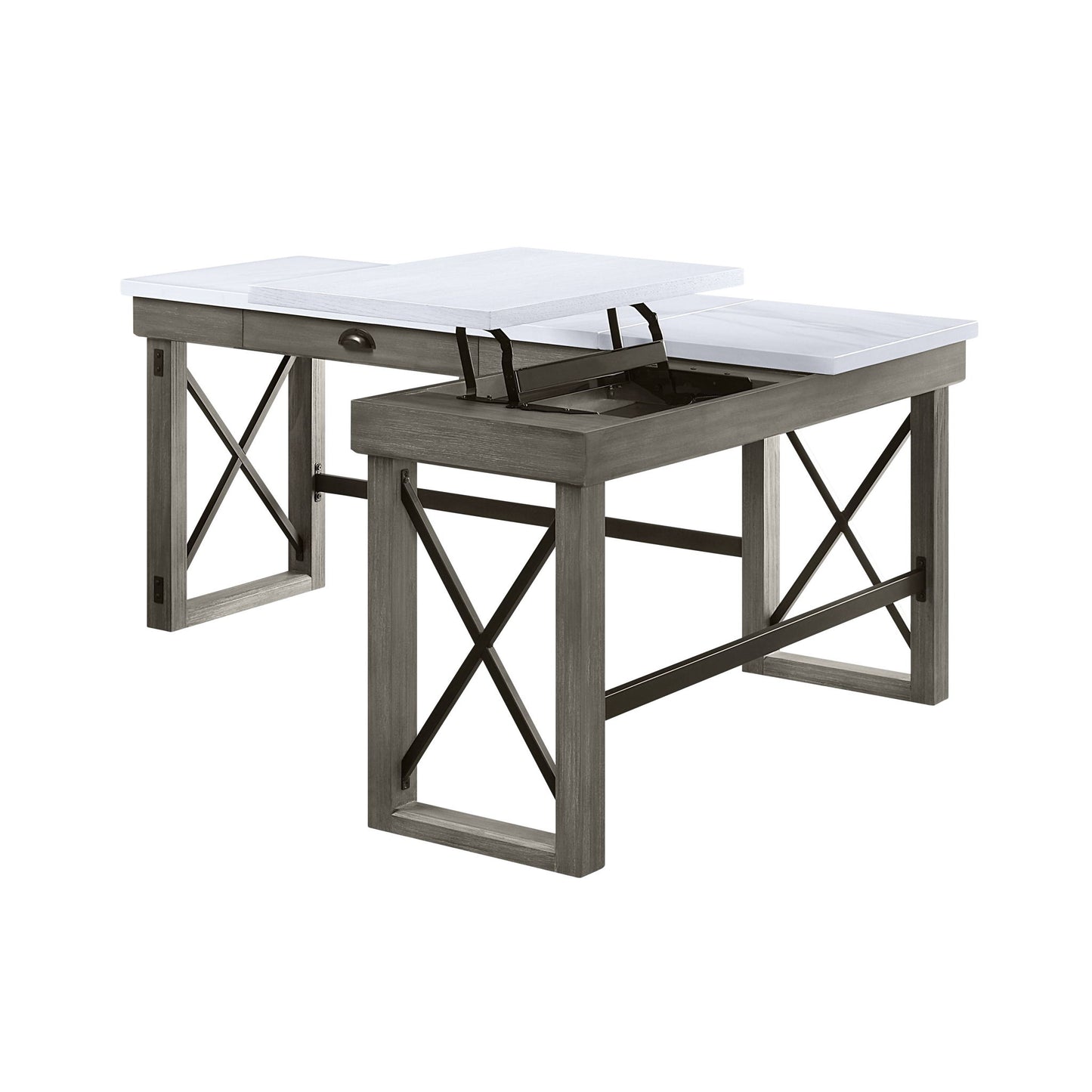 Talmar - Marble Top Weathered Writing Desk With Lift Top Acme