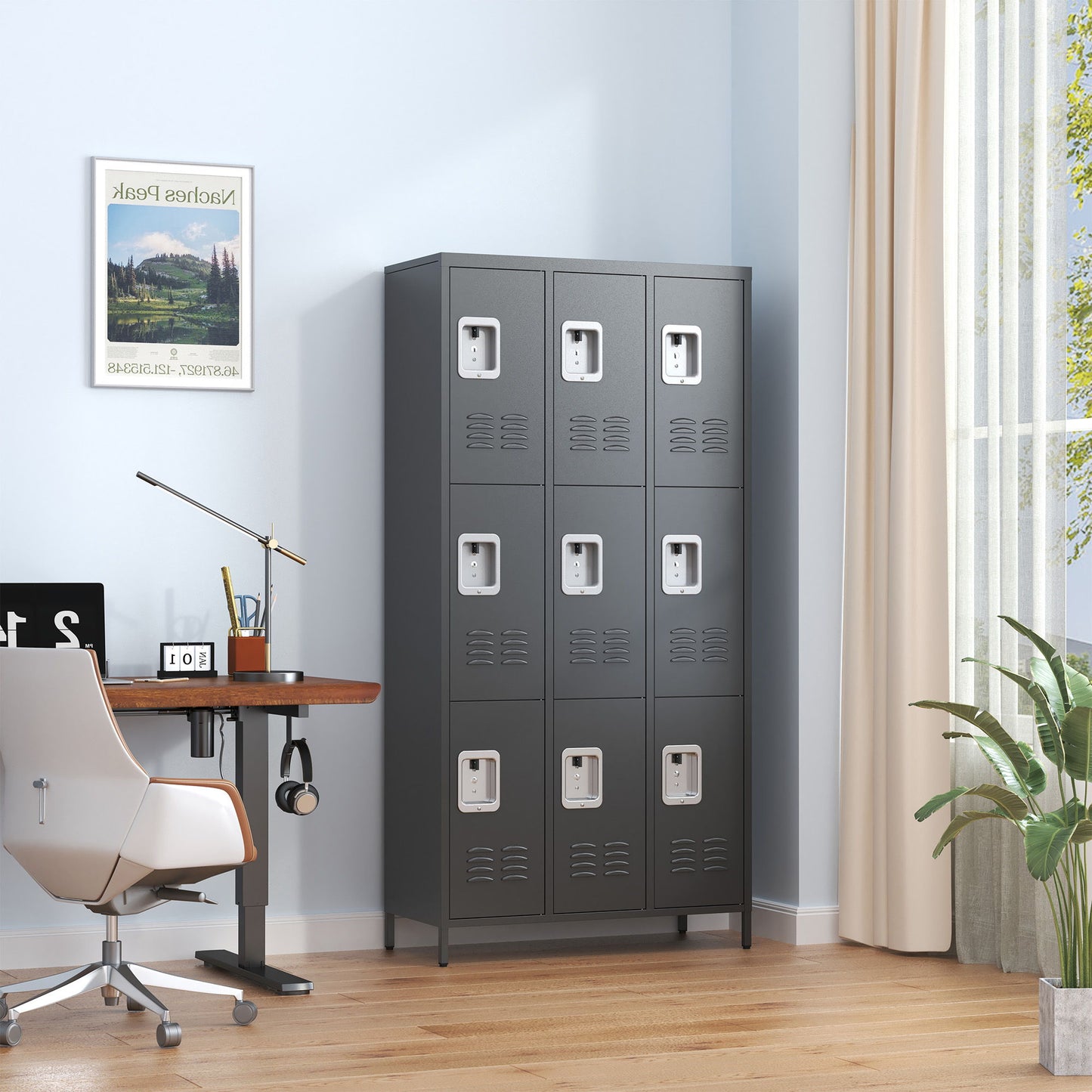 9 Door Lockers With Lock For Secure Storage And - Black Home Essentials
