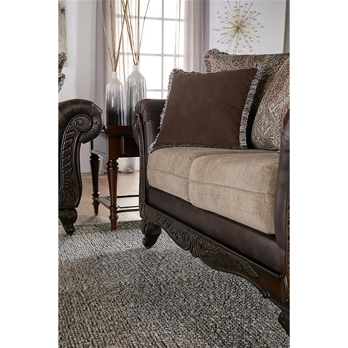 Brookridge - Rolled Arm Loveseat Sofa With Upholstery - Brown Furniture Max