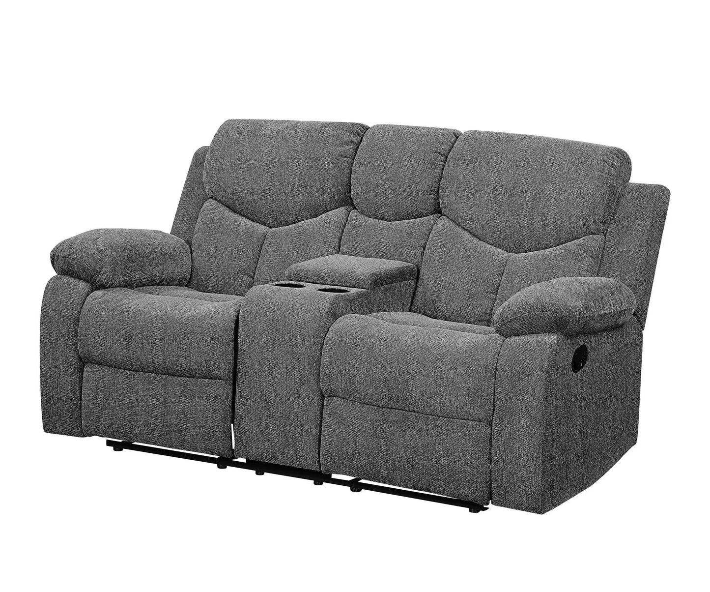 Kalen - Chenille Loveseat With Console - Gray Acme