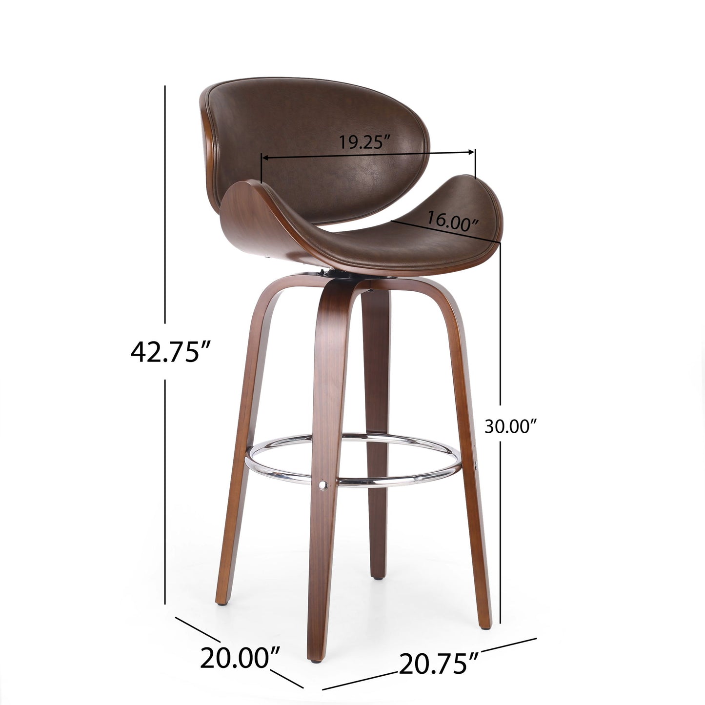 Lumos - Mid Century Modern Upholstered Swivel Barstool Noble House