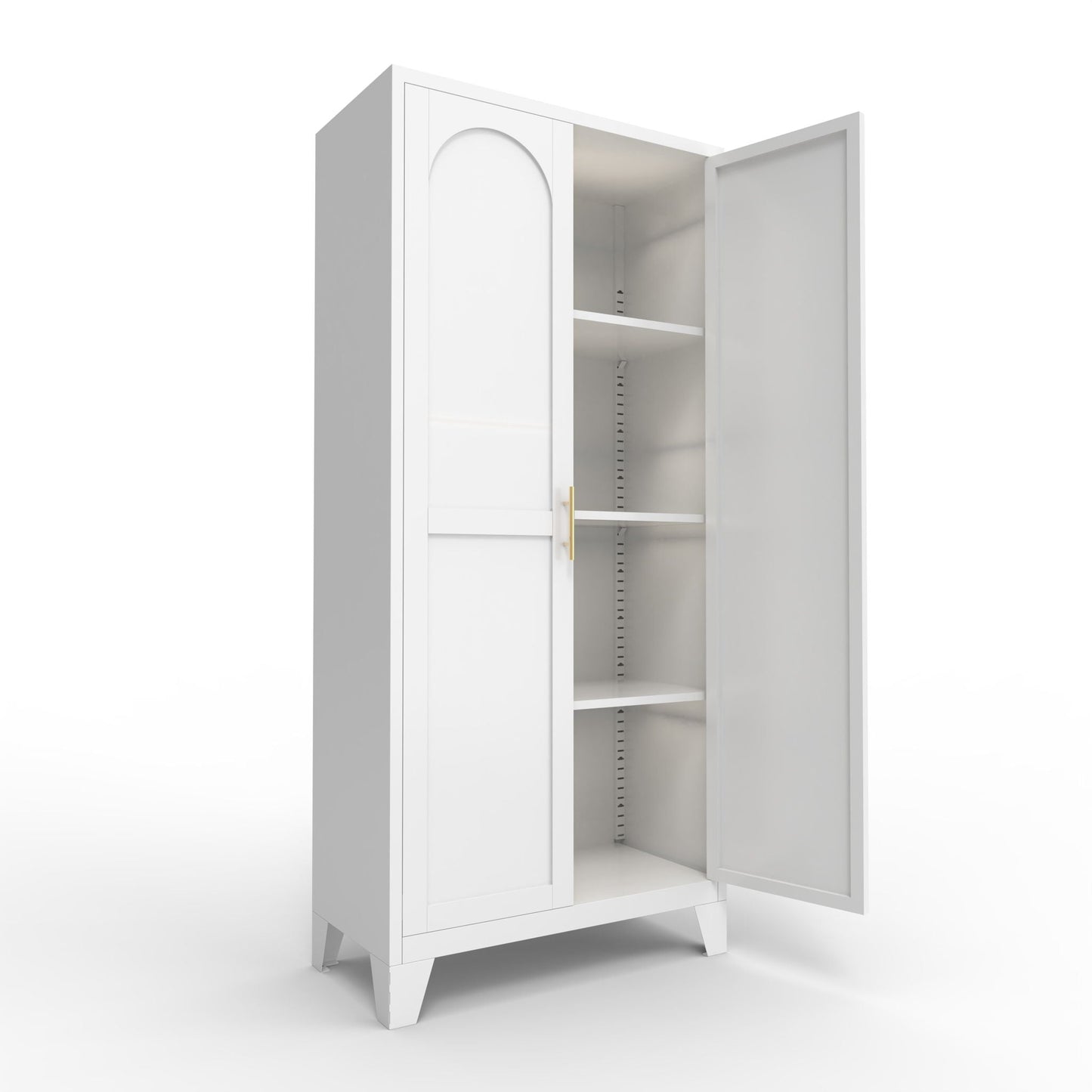 2 Shapely Doors Cabinet Metal Storage Cabinet With Doors And Adjustable Shelves For Bedroom Living Room - White Home Essentials