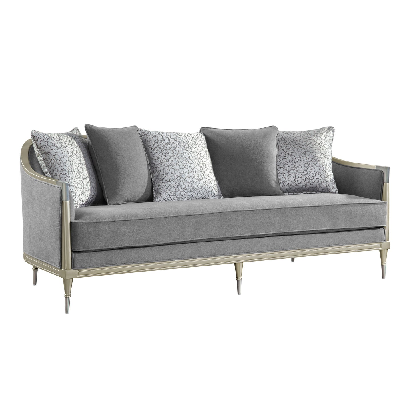 Fernando - Sofa With 5 Pillows - Champagne / Gray Acme