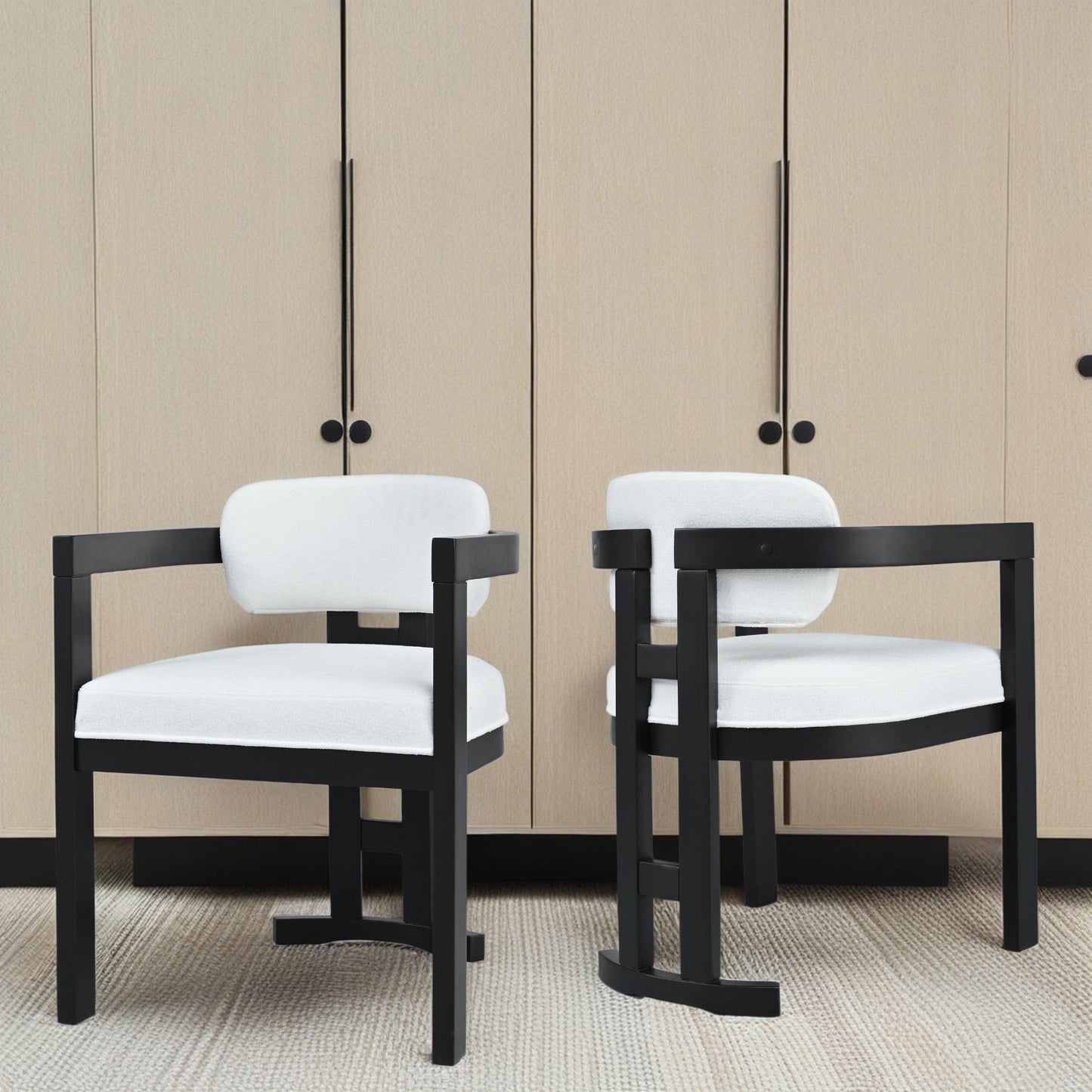 Stylish Indoor Upholstered Wood Dining Chair (Set of 2) Noble House