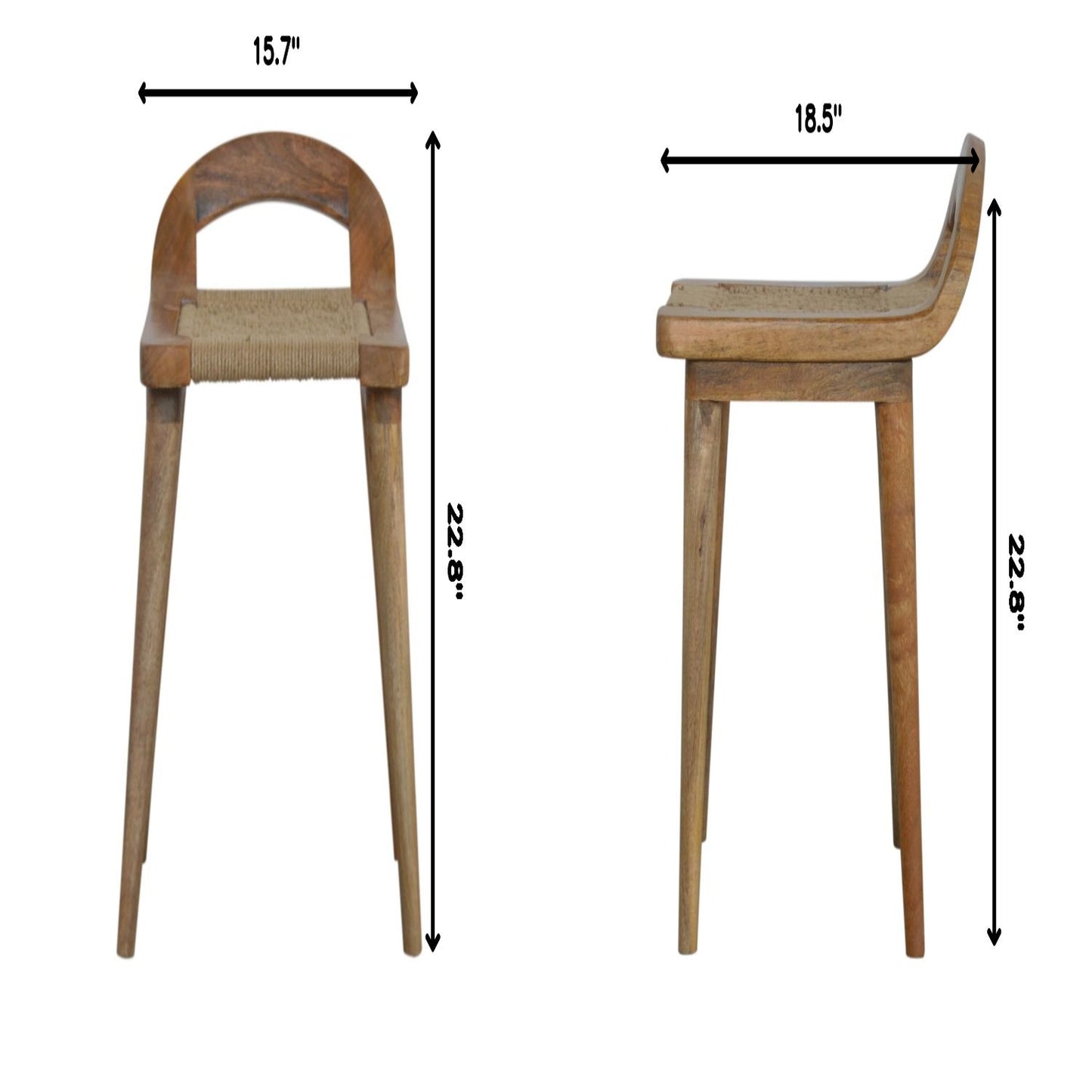 Woven Raised Back Stool - Oak Artisan Furniture