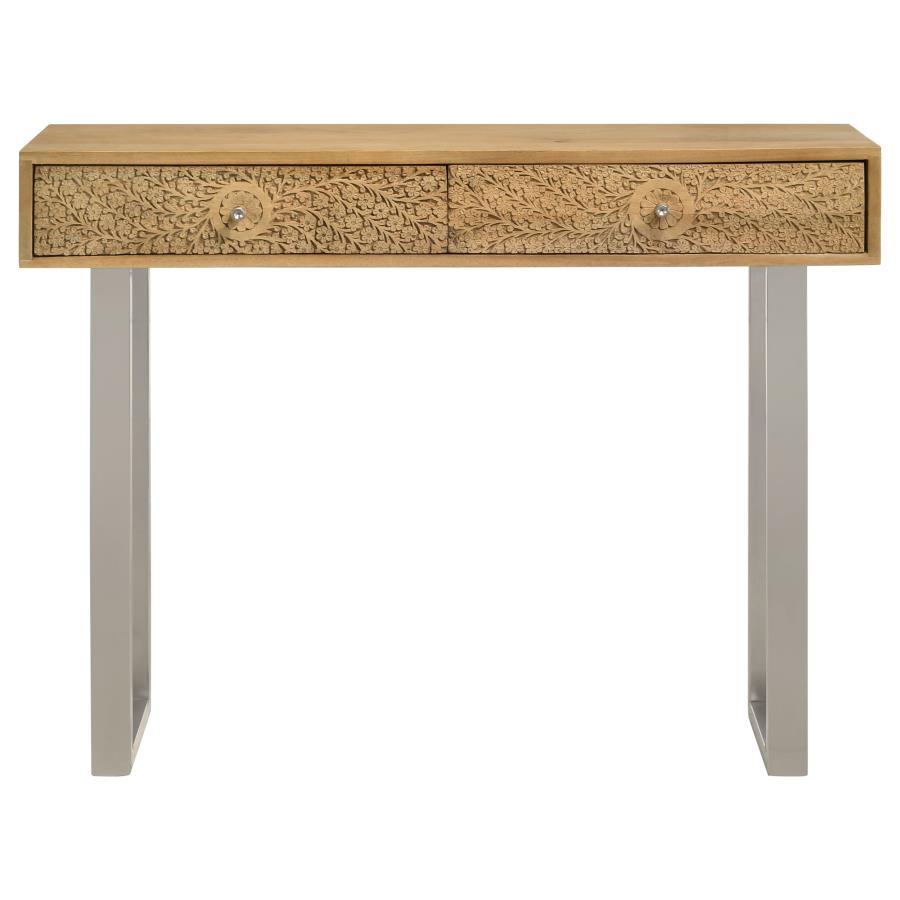 Draco - 2-Drawer Console Table Hand Carved Details - Natural CoasterEveryday
