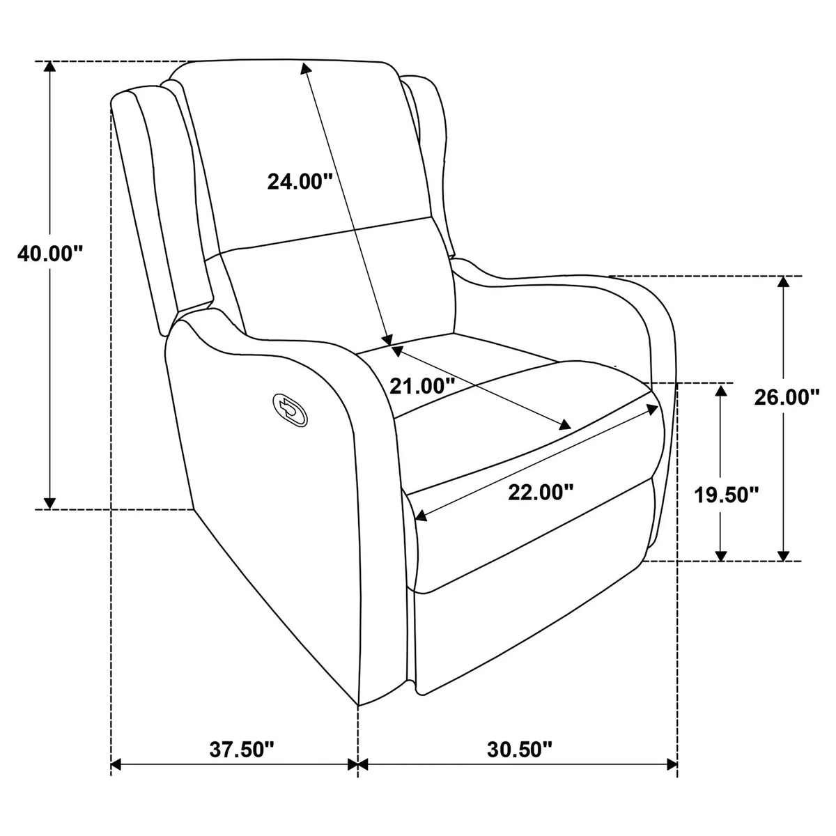 Cortland - Upholstered English Arm Recliner Chair Comfort Enhancing Lounge Chair - Ivory Furniture Max