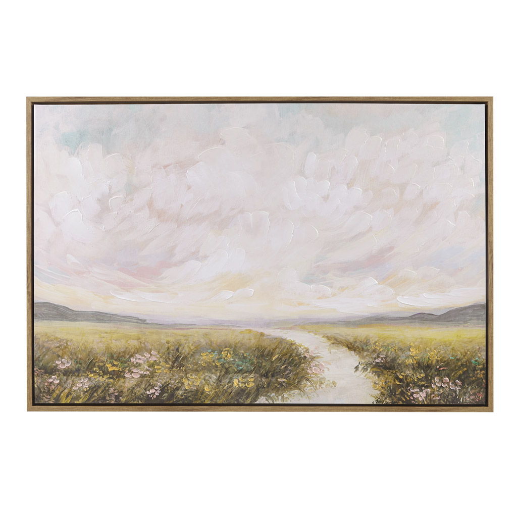 Peaceful River - Hand Embellished Framed Canvas Abstract Landscape Wall Art - Green Multi Madison Park