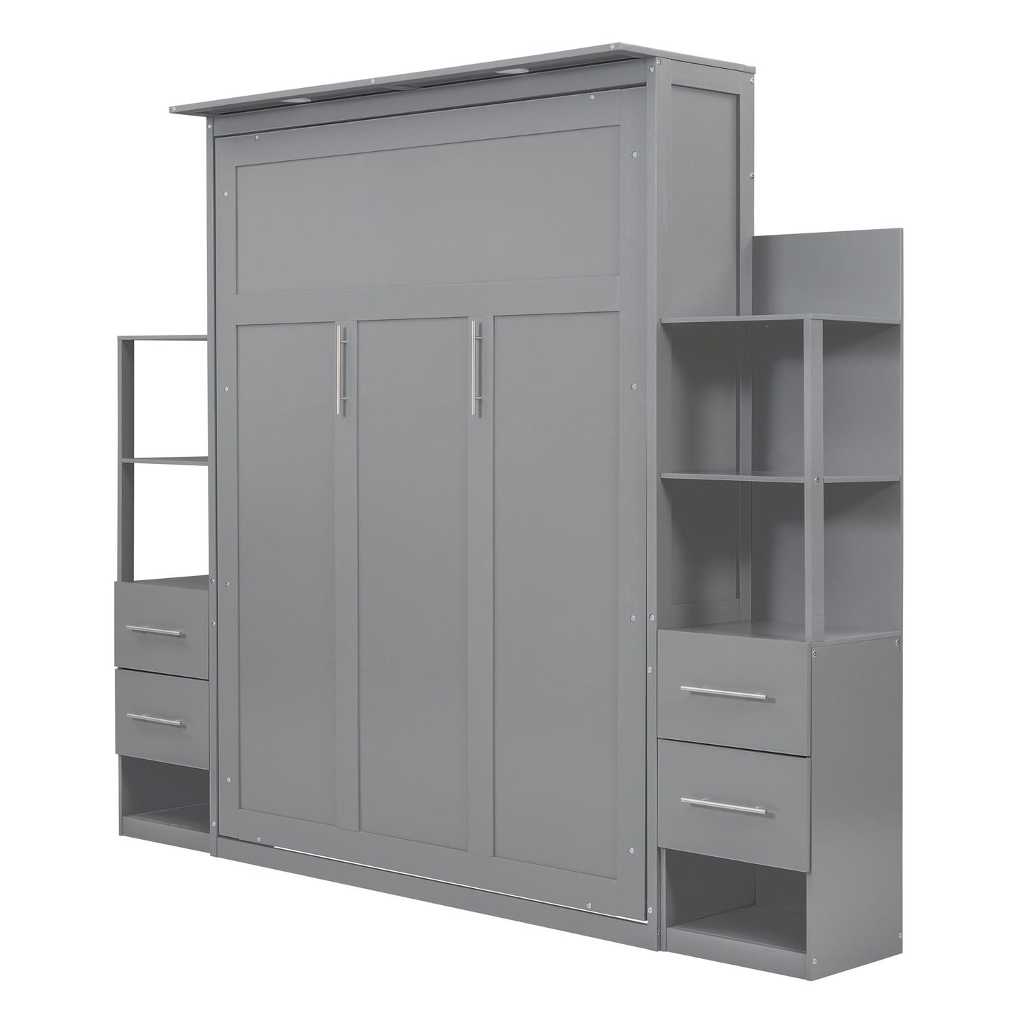 Murphy Wall Bed With Shelves, Drawers And LED Lights DreamHaus