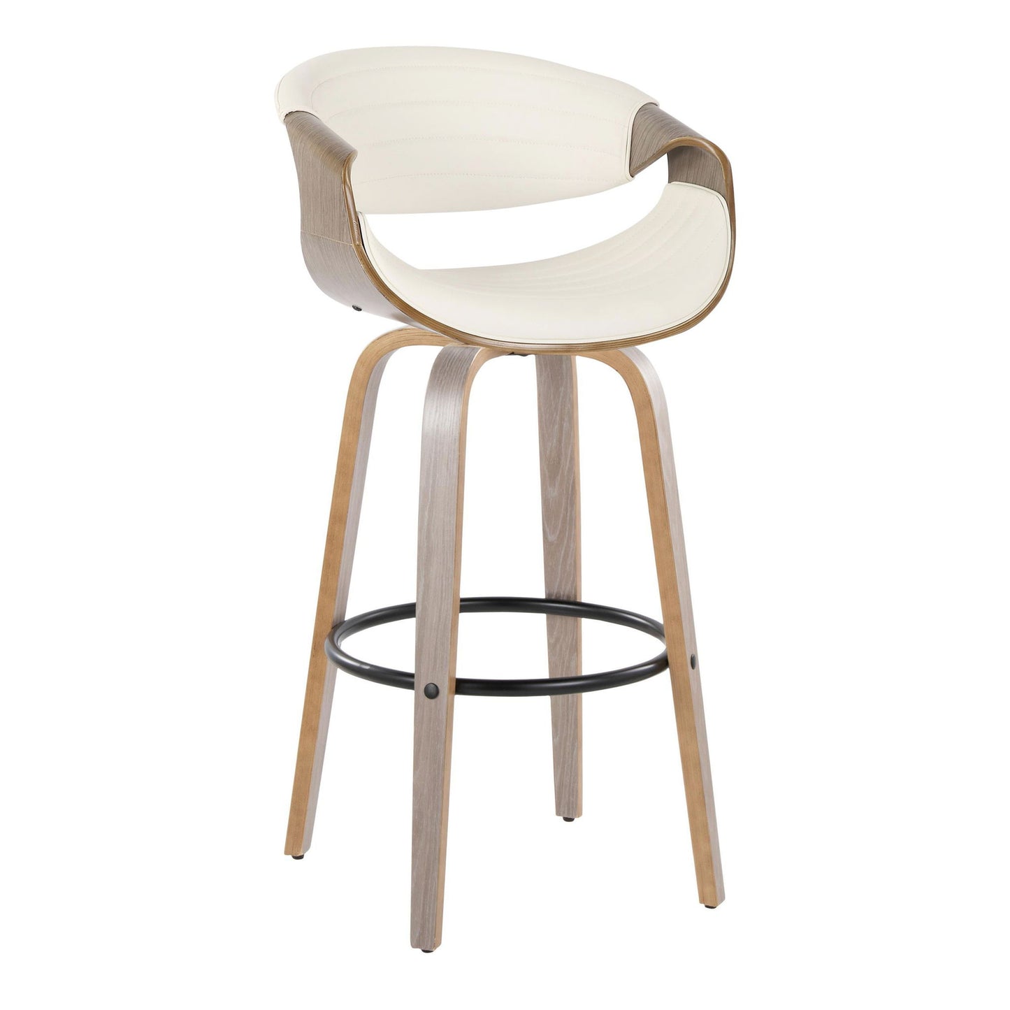 Symphony - Mid-Century Modern Fixed Height Barstool With Swivel With Round Footrest (Set of 2) Lumi Source