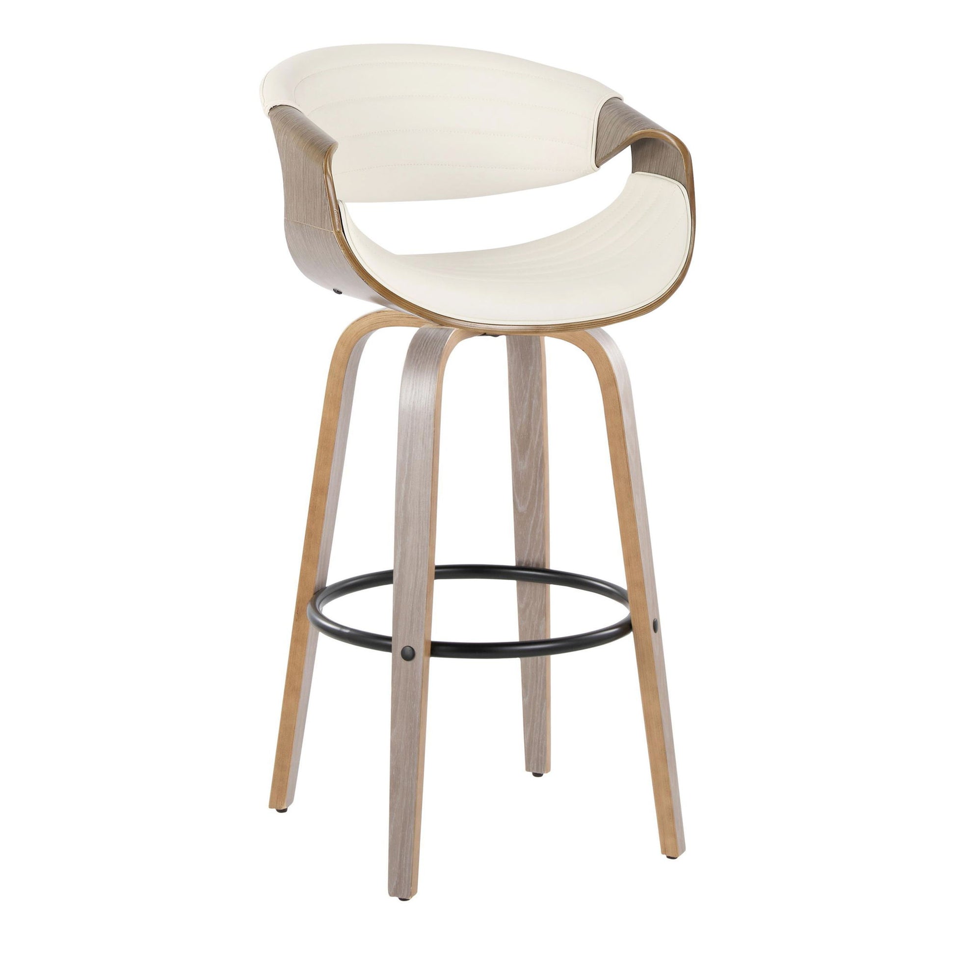 Symphony - Mid-Century Modern Fixed Height Barstool With Swivel With Round Footrest (Set of 2) Lumi Source