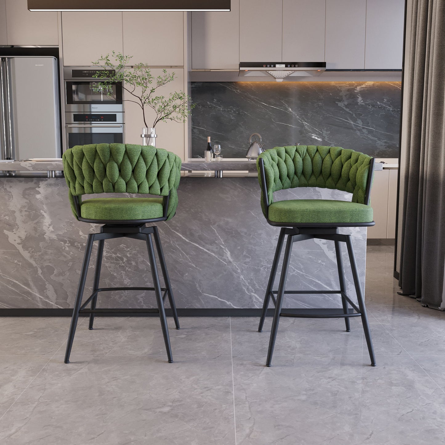 Bar Stool 360 Swivel With Back Footrest Home Essentials