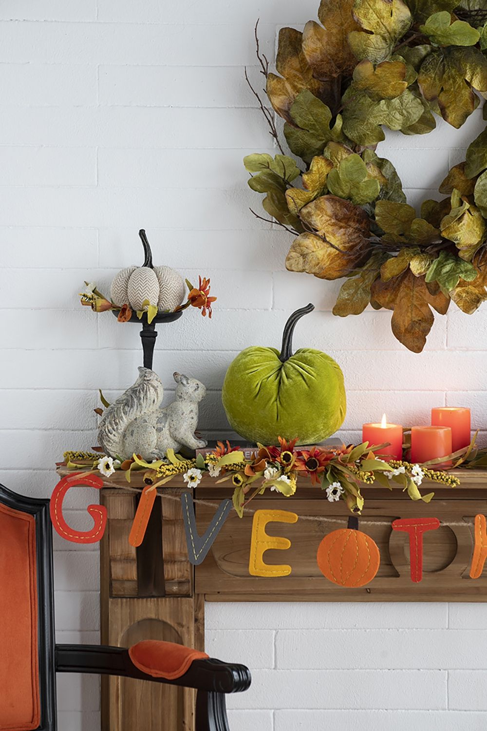 Velvet Weighted Pumpkin With Resin Stem Apple, Pumpkin Ornament Decor For Holiday Harvest Festival Fall Festival & Thanksgiving (Set of 2) - Green Daily Nest