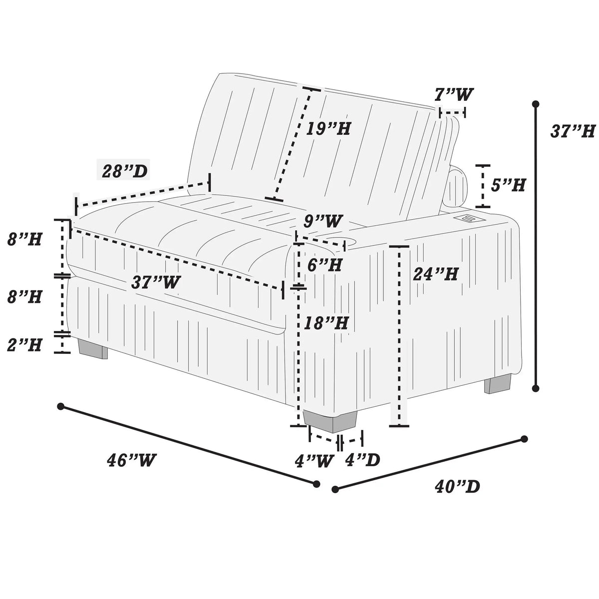 Contemporary Style Chair With Cup Holder Armrest Home Essentials