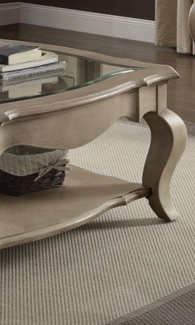Chelmsford - Clear Glass Coffee Table - Taupe Acme