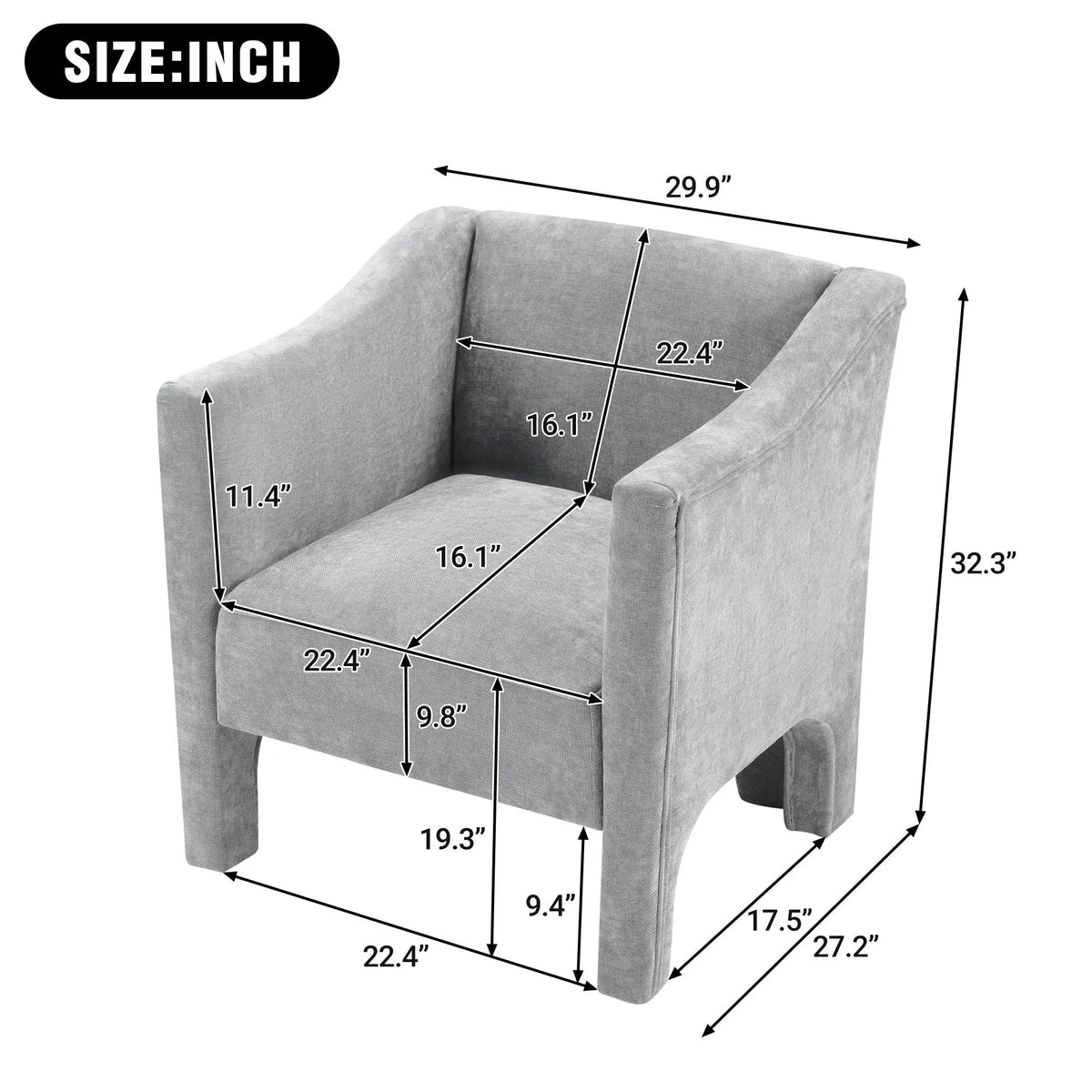 Barrel Accent Chair With Enclosed Arms Noble House