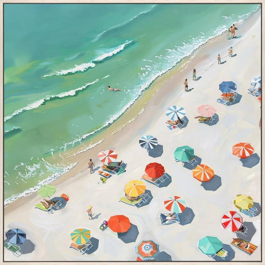 Sunlit Seaside Escape - 48" x 48" Framed Wall Art Classy Art