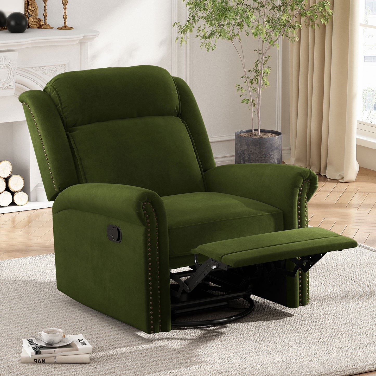 360 Degrees Swivel Recliner Manual Rocking Recliner Home With Adjustable Backrest Noble House