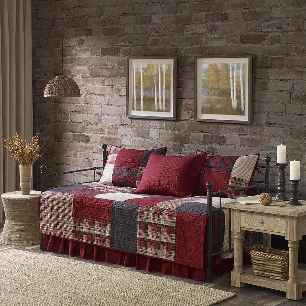 Sunset - 5 Piece Day Bed Cover Set - Red Woolrich