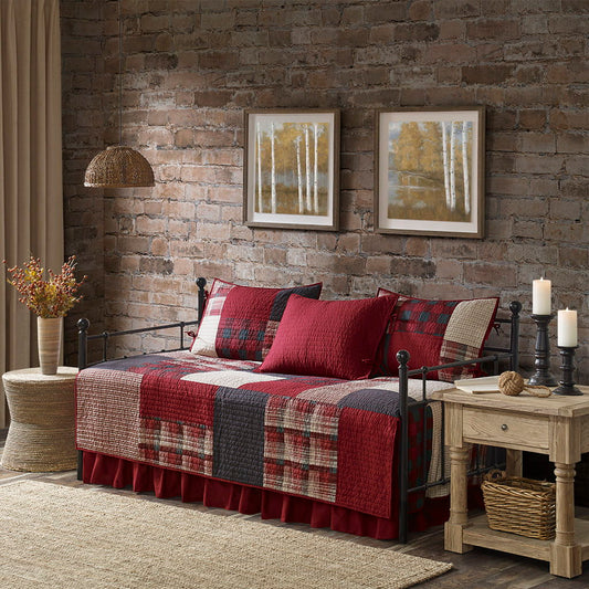 Sunset - 5 Piece Day Bed Cover Set - Red Woolrich