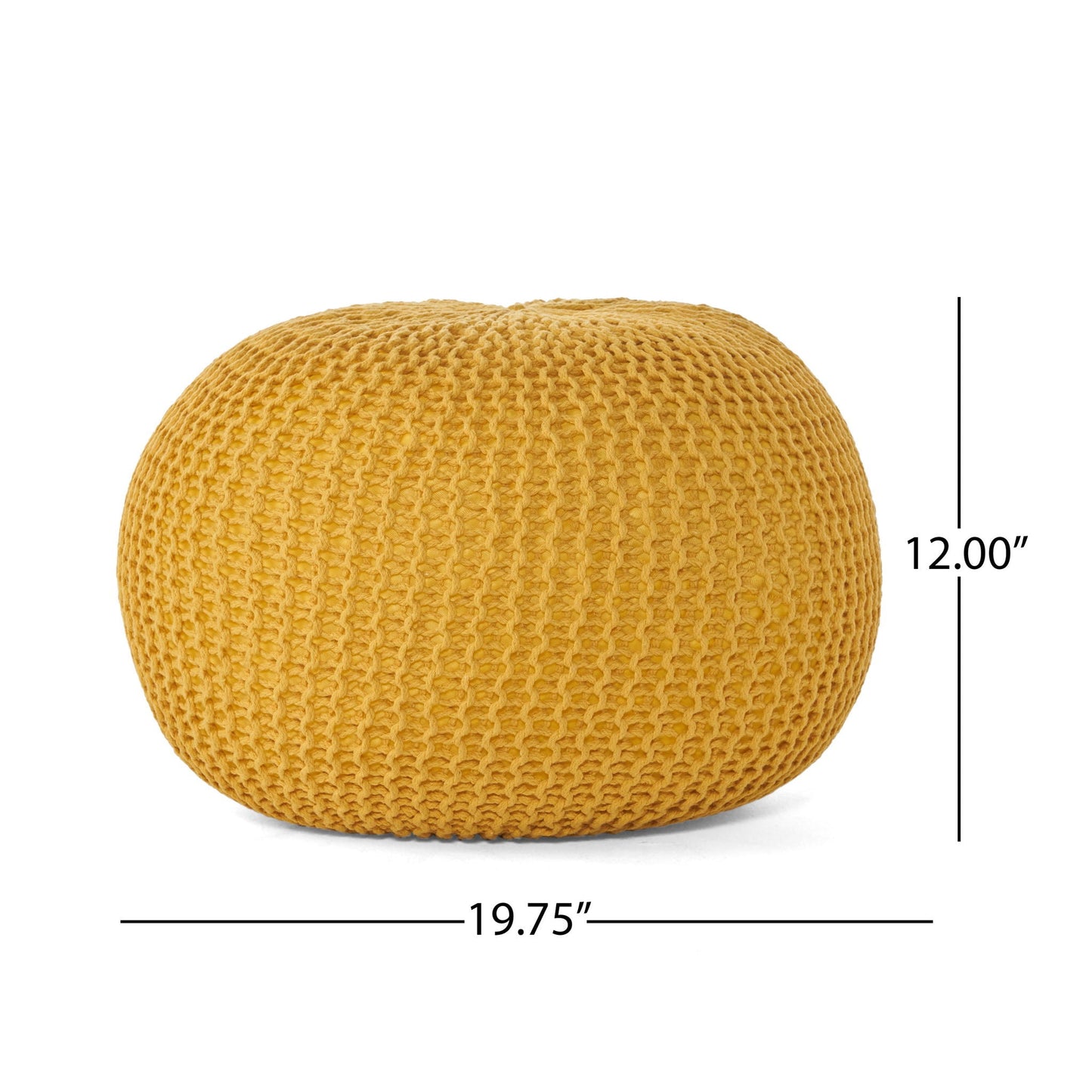 Bordeaux - Knitted Cotton Round Pouf, Versatile Ottoman And Floor Cushion Home Essentials