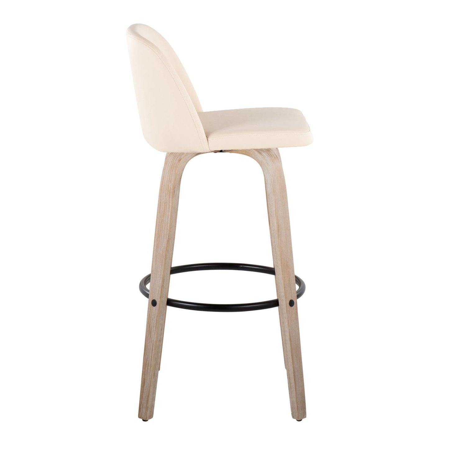 Toriano - Mid-Century Modern Fixed Height BarStool With Round Footrest (Set of 2) Lumi Source