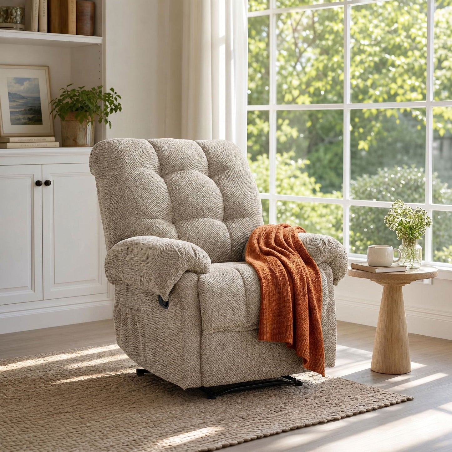 Manual Recliner, Padded Footrest Home Essentials