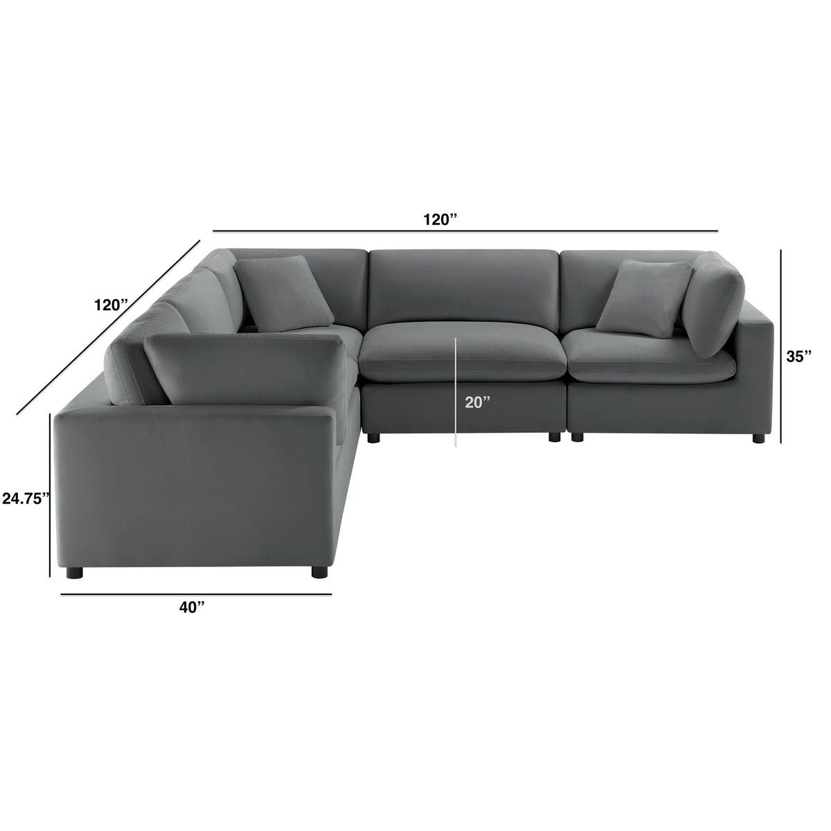 Caylie - Modular 5 Piece Sectional - Charcoal Ridgecrest Home