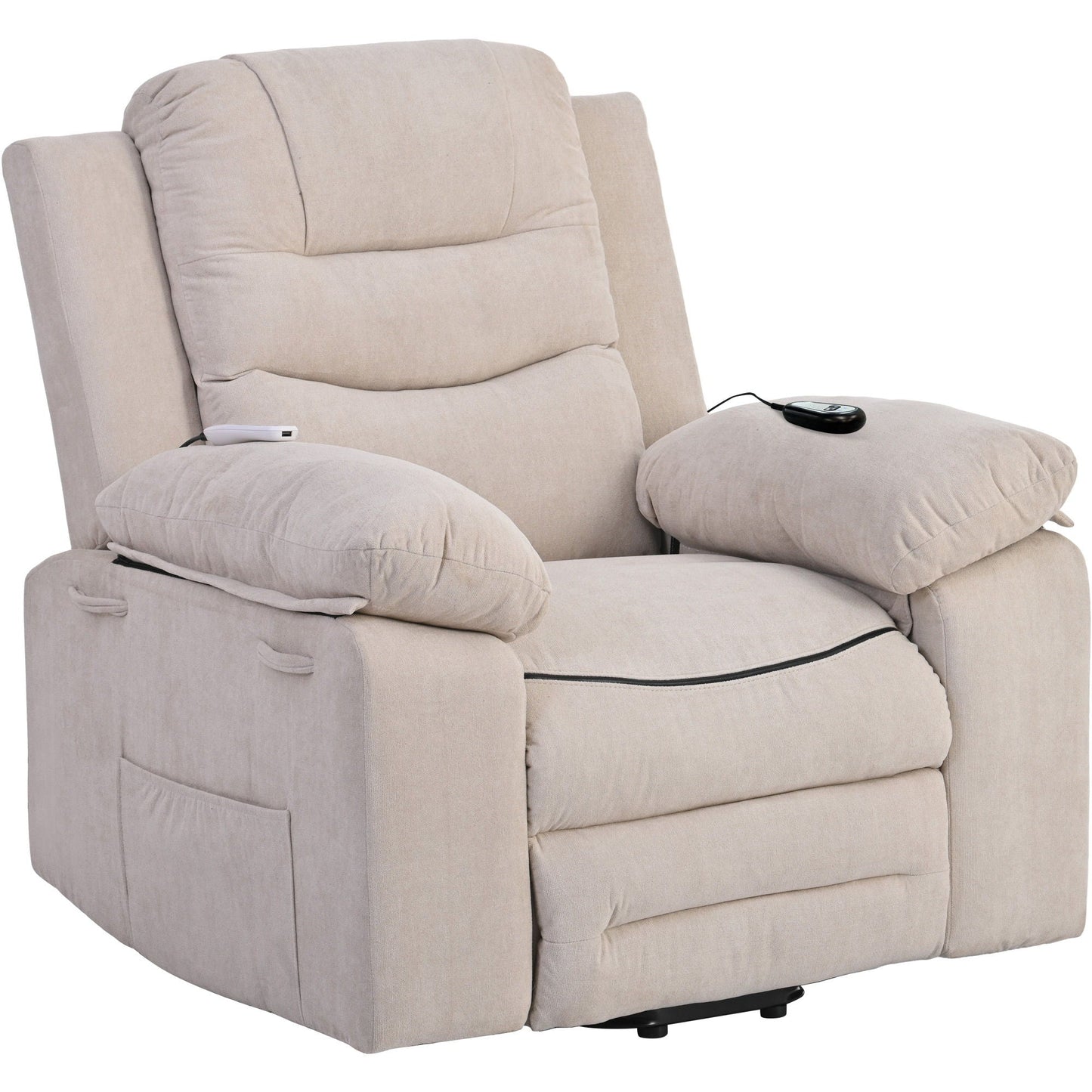 Massage Recliner Power Lift Chair For Elderly With Adjustable Massage And Heating Function, Recliner Chair With Infinite Position And Side Pocket For Living Room Hearth and Haven