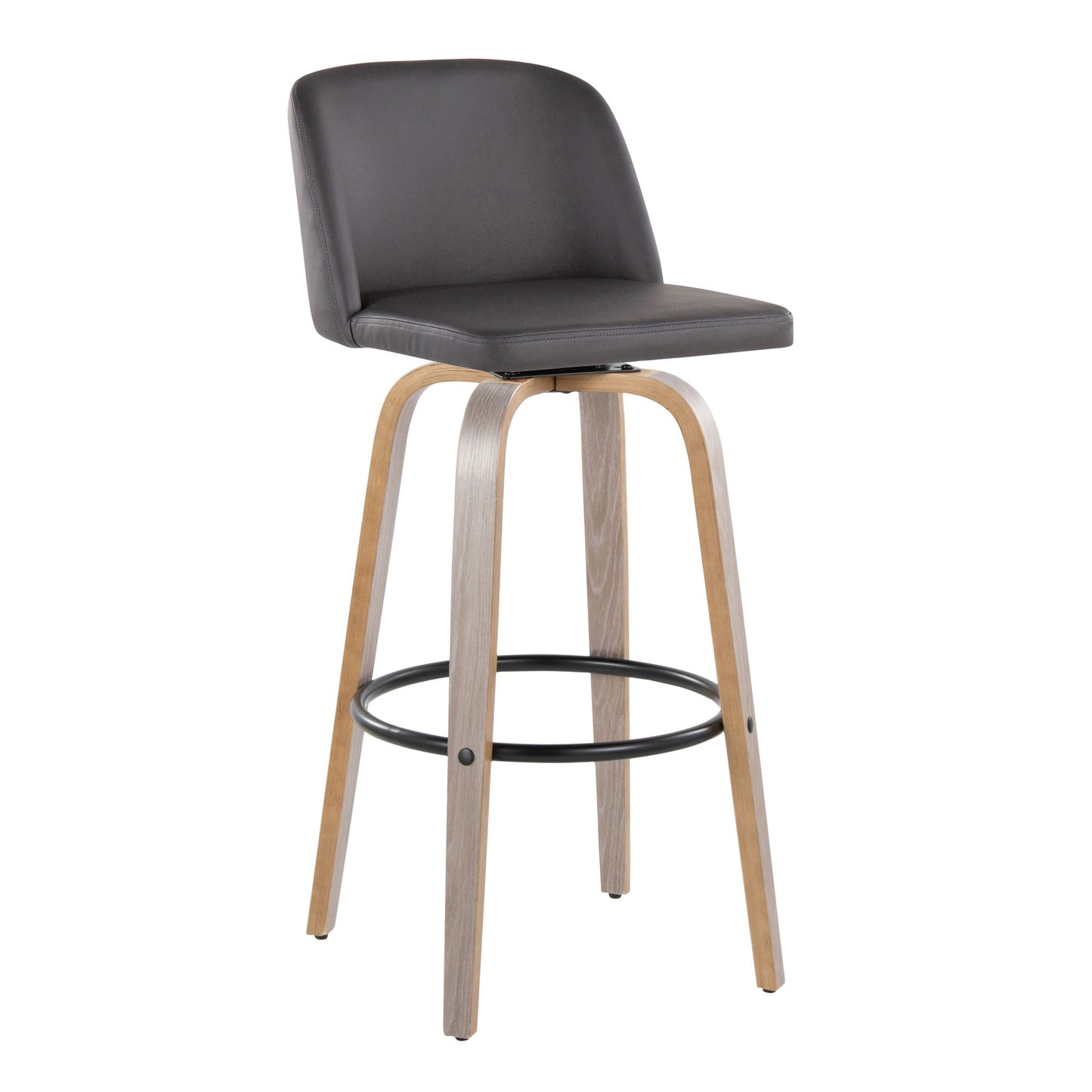 Toriano - Mid-Century Modern Fixed Height BarStool With Round Footrest (Set of 2) Lumi Source