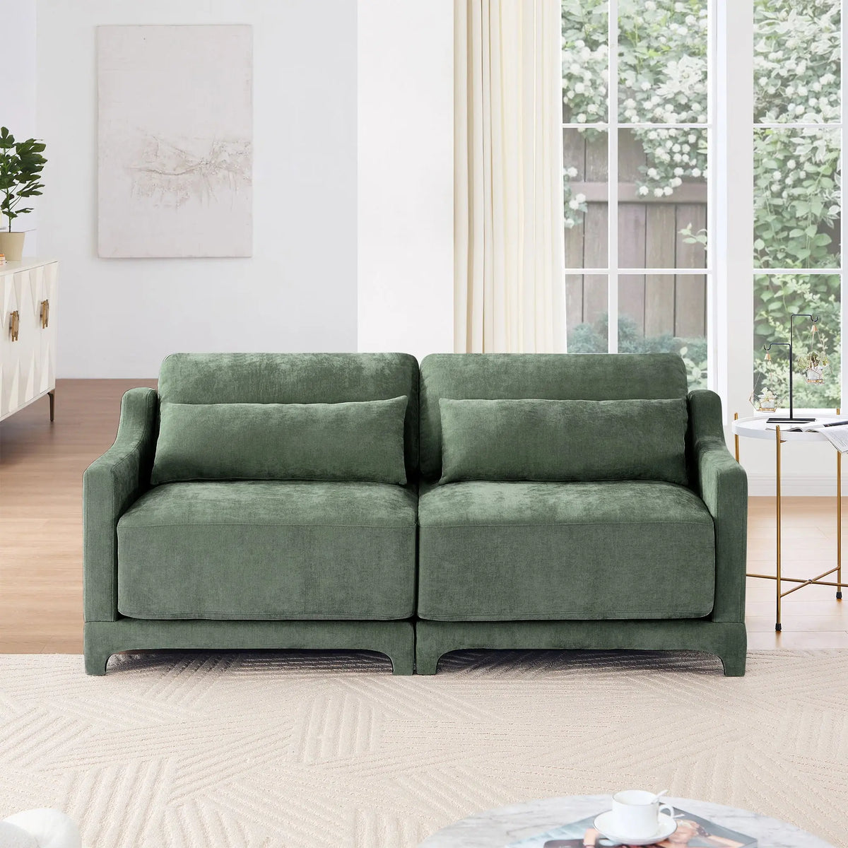 Elegant Sofa With Ergonomic Design And Lumbar Pillows Home Essentials
