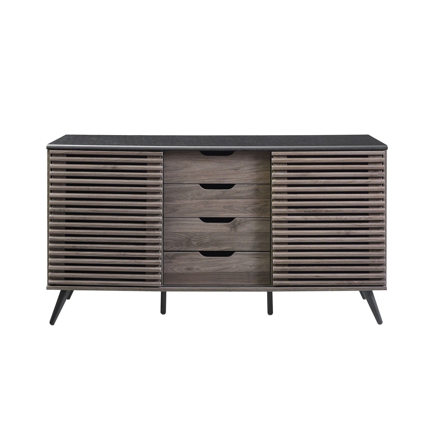 Contemporary Sliding Slat Door Sideboard Walker Edison