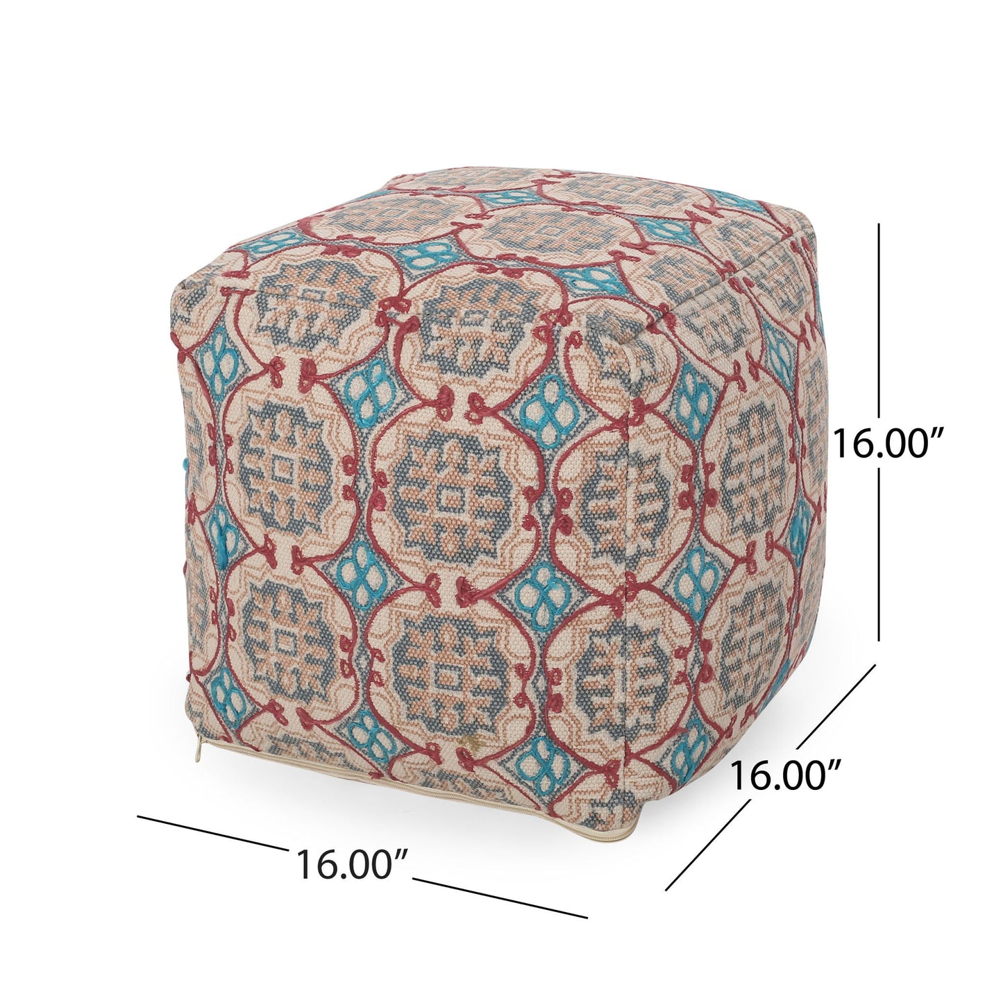 Amelia - Handcrafted Fabric Pouf, Rustic Elegance - Multicolored Home Essentials