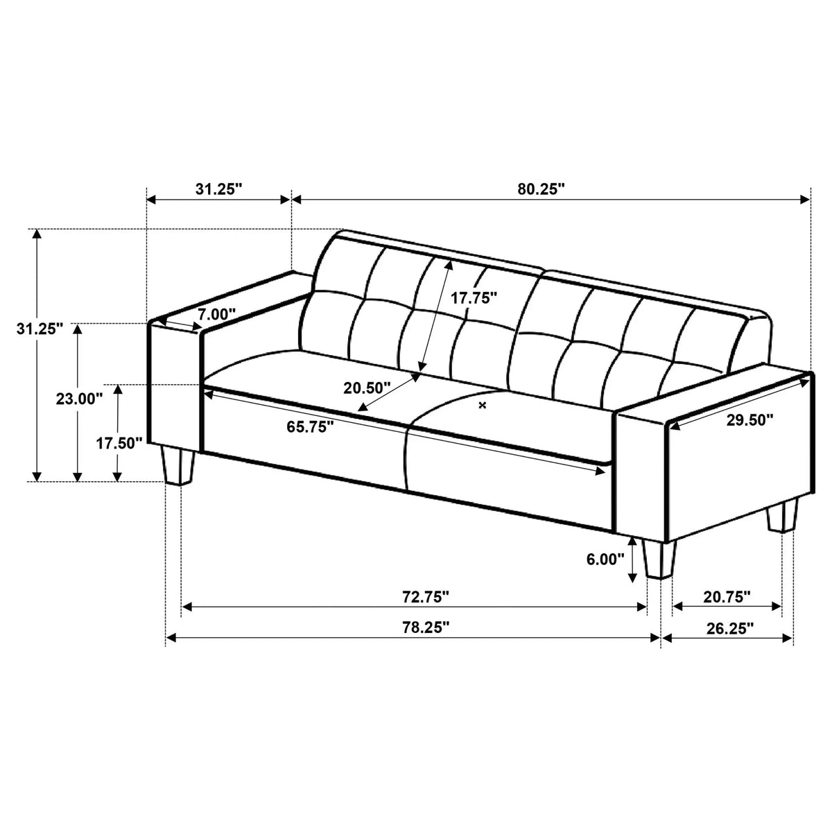Xana - 2 Piece Upholstered Track Arm Sofa Set - Greige Furniture Max