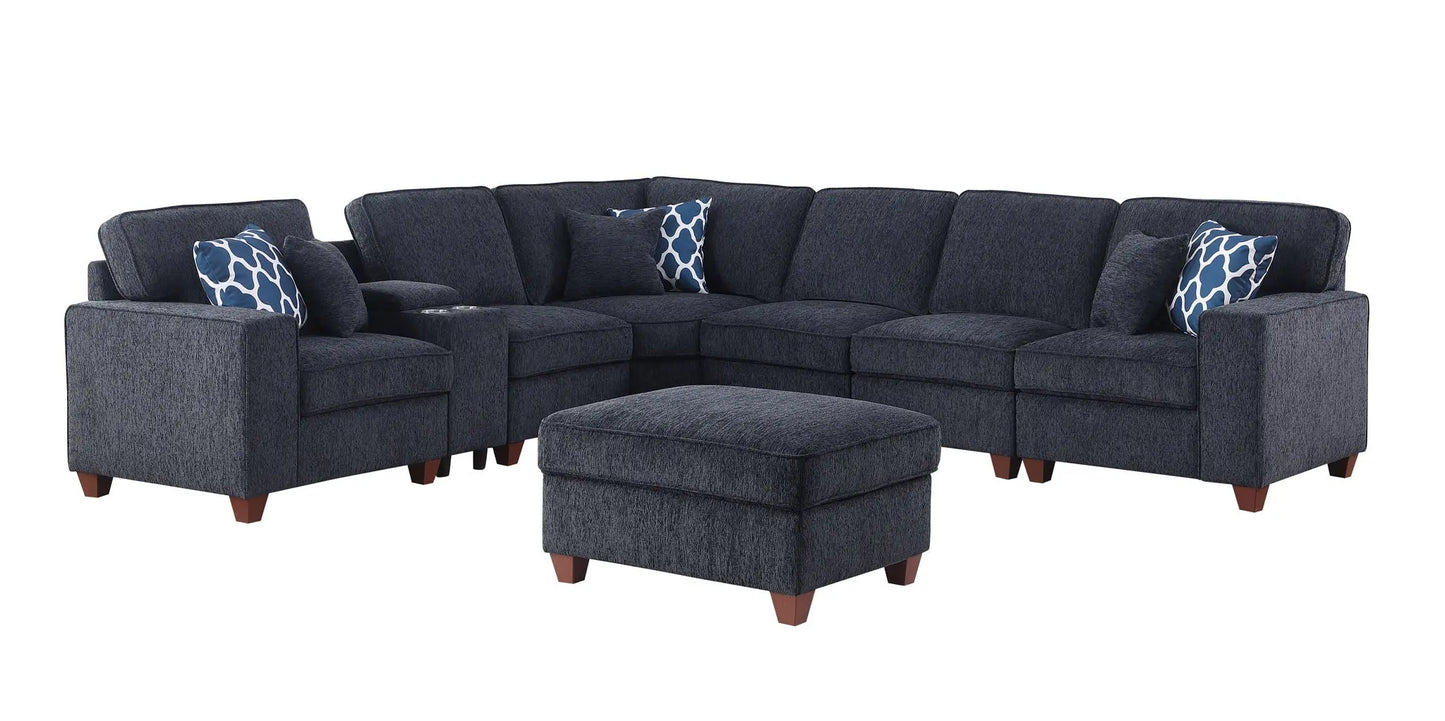 Gina - Sectional Sofa With Ottoman - Black Urban Retreats