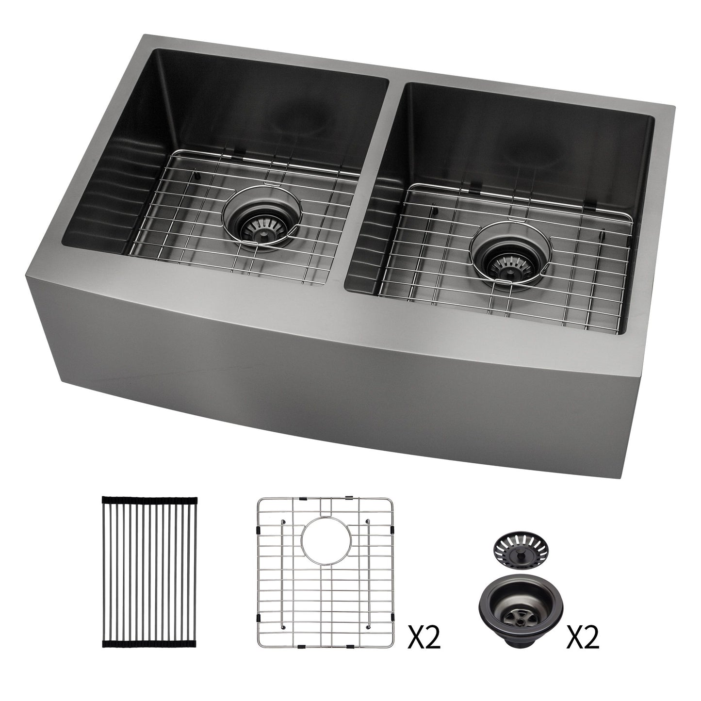 Double Bowl Farmhouse Sink / Stainless Steel Apron Front Daily Nest