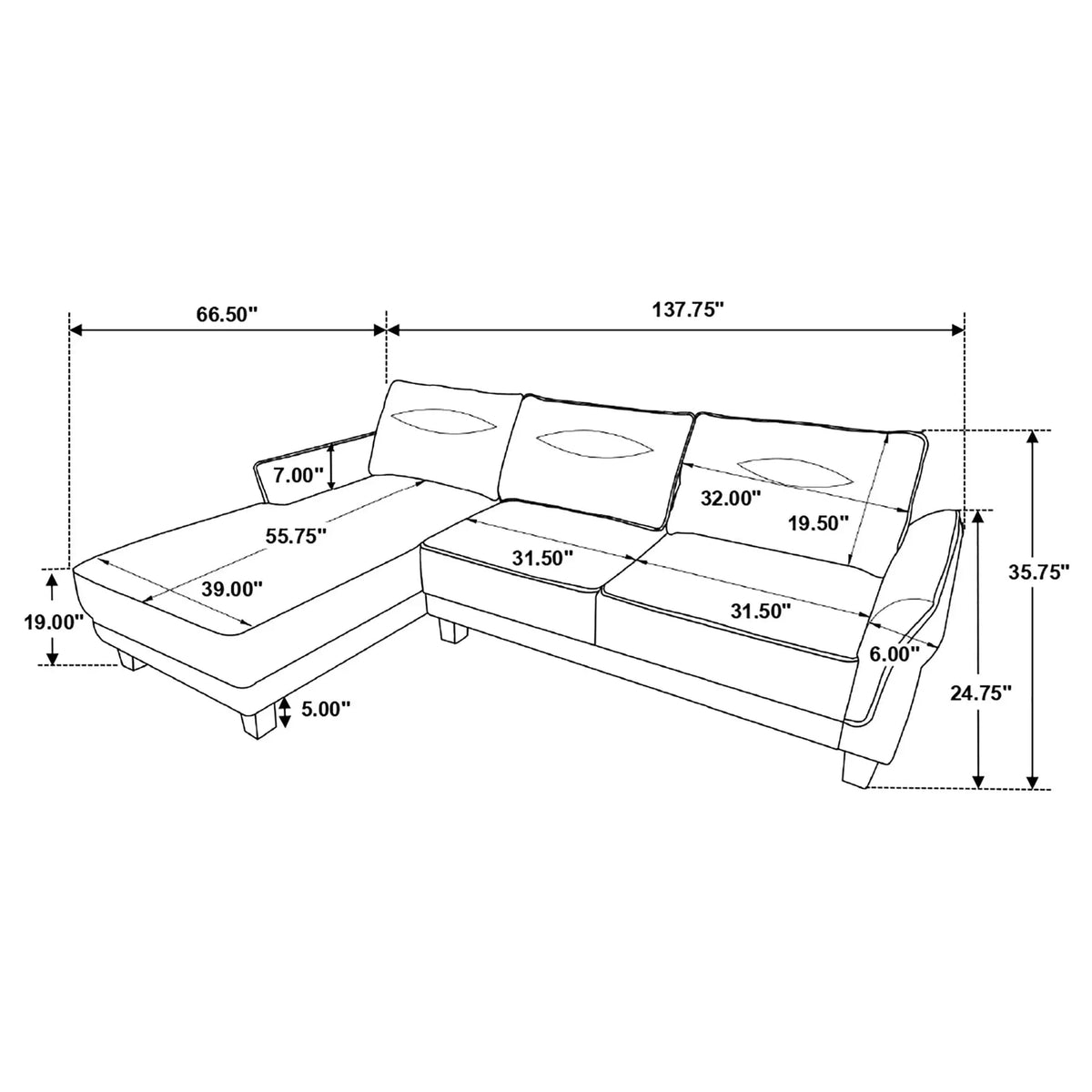 Granholm - Upholstered Curved Arm Sectional Sofa - White Furniture Max