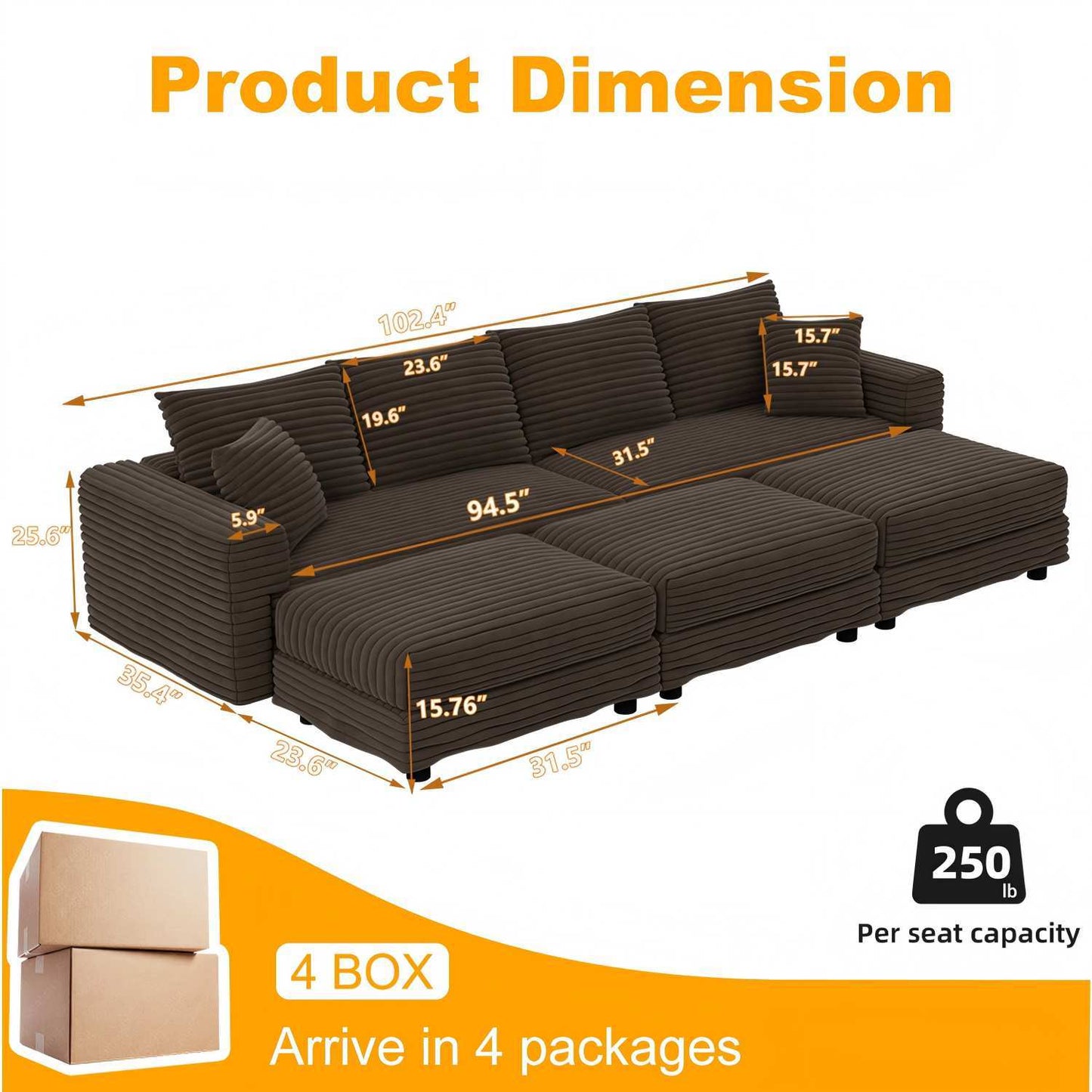 Modern Comfy Upholstered Sofa Cloud Couch & Deep Seat Couches Home Essentials
