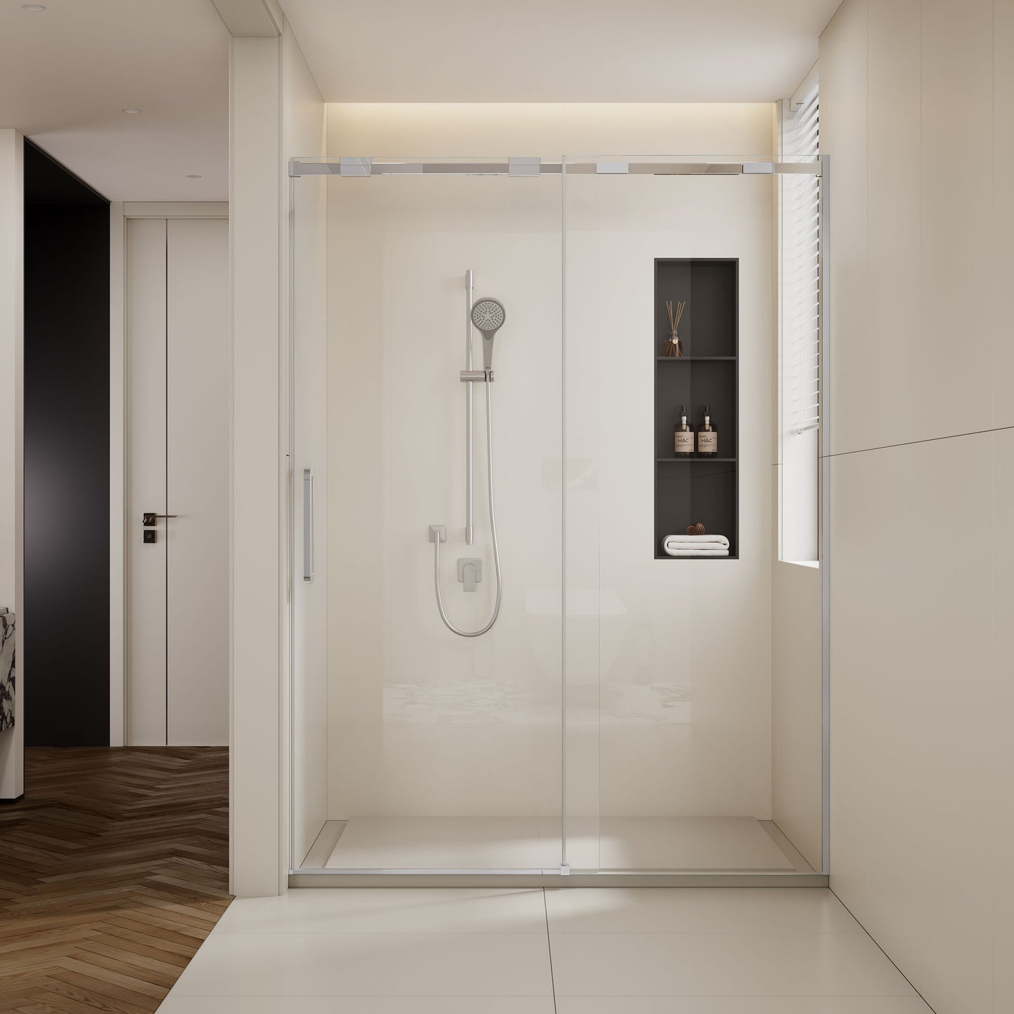 Semi-Frame Single Sliding Shower Door With Clear Tempered Glass Daily Nest
