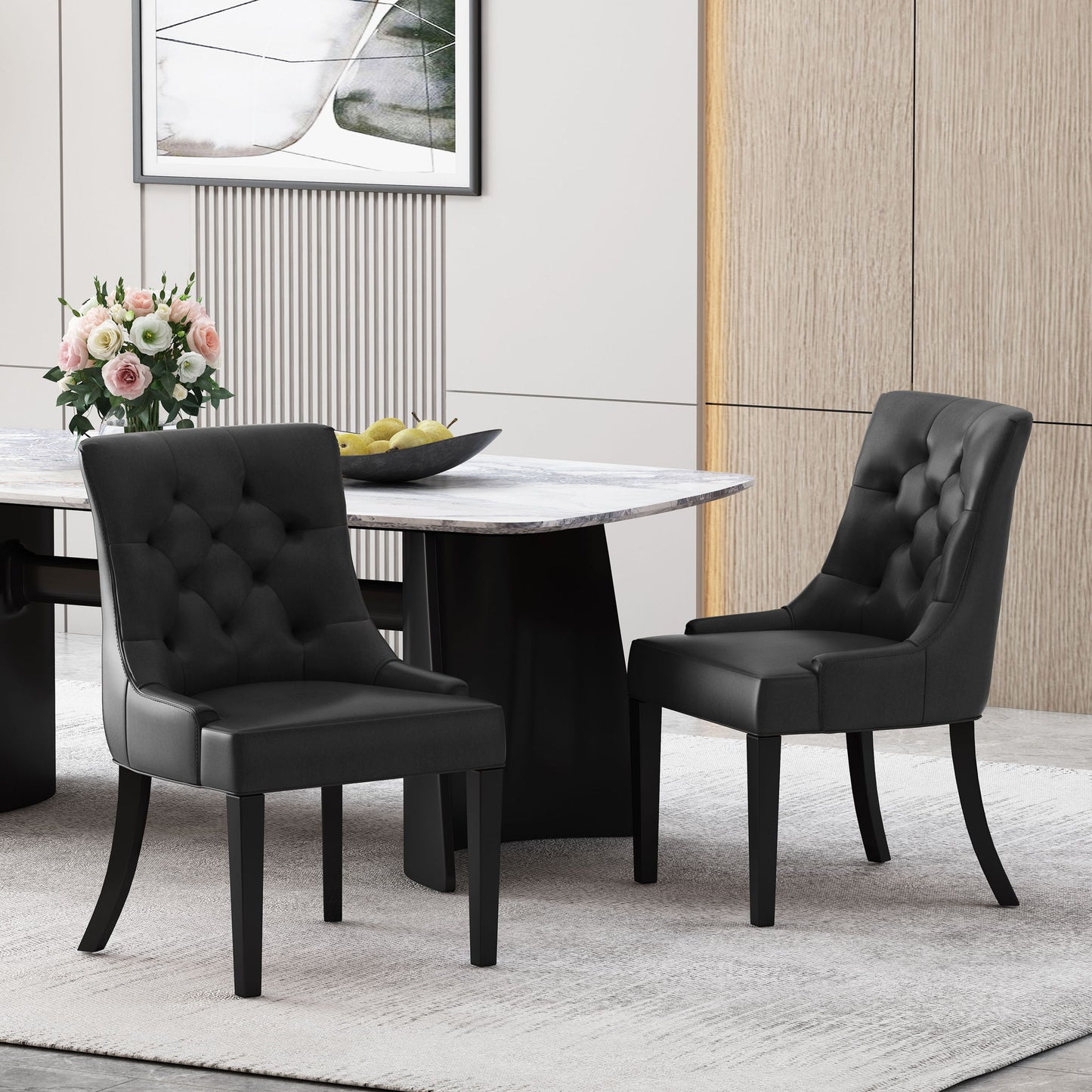 Cheney - Contemporary Dining Chair Tufted Upholstery (Set of 2) Noble House