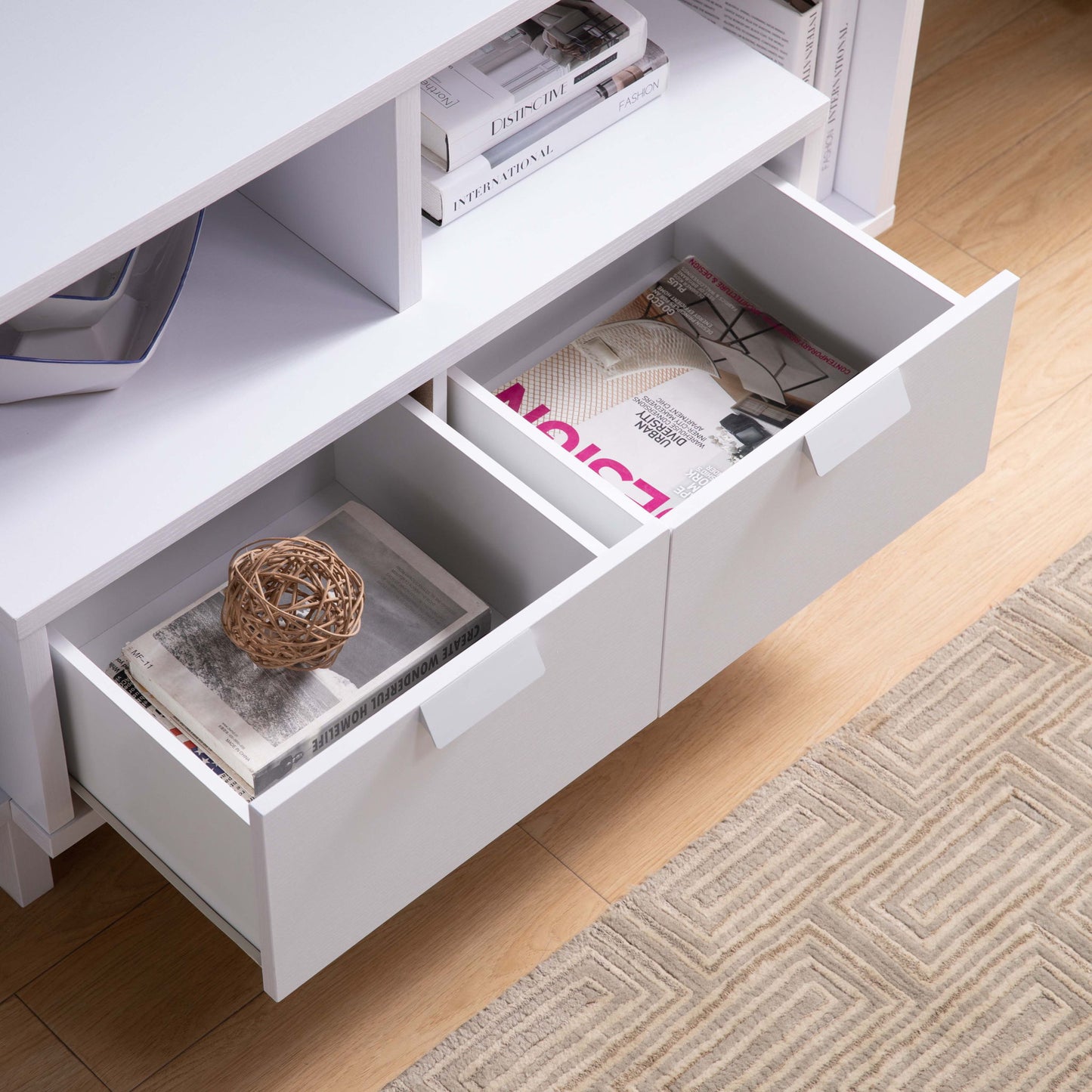 Modern TV Stand & Two Shelves And Two Drawers Home Essentials