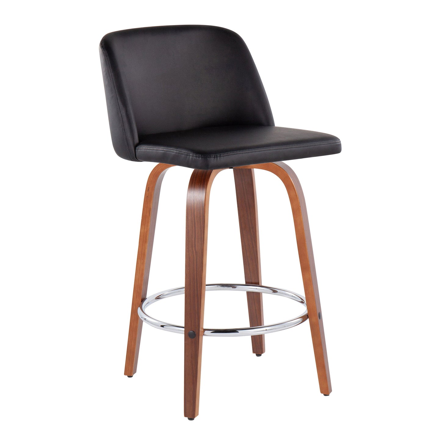 Toriano - Mid-Century Modern Fixed Height Counter Stool With Round Footrest (Set of 2) Lumi Source