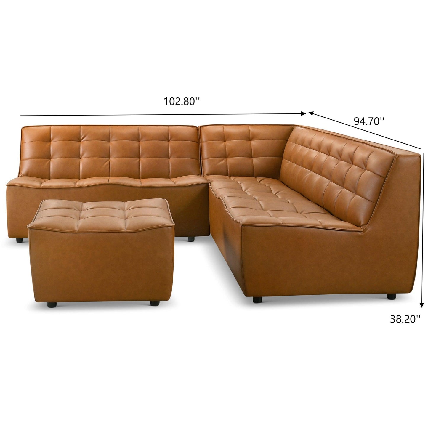 Selen - Corner Sectional Sofa With Ottoman - Cognac Ashcroft Furniture