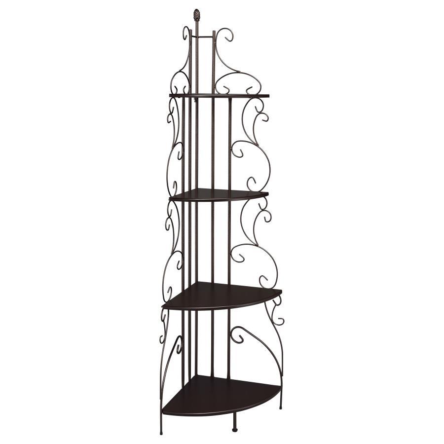 Poppy - 4-Shelf Corner Bookshelf - Copper And Cappuccino CoasterEveryday