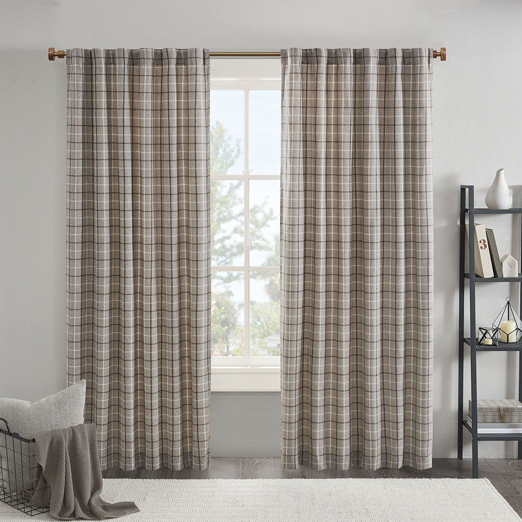Anaheim - Plaid Rod Pocket And Back Tab Panel - Brown Madison Park