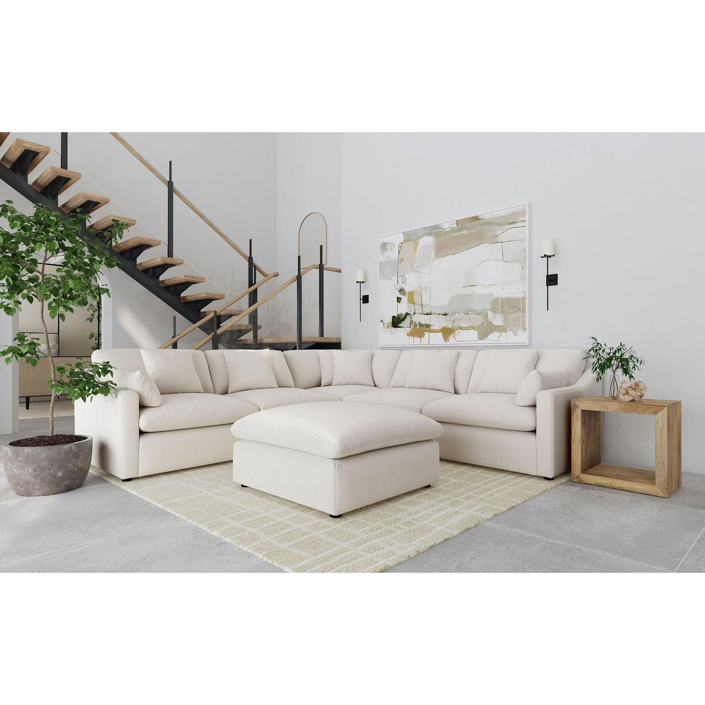 Greeley - 6 Piece Upholstered Modular Sectional Sofa - Ivory Furniture Max