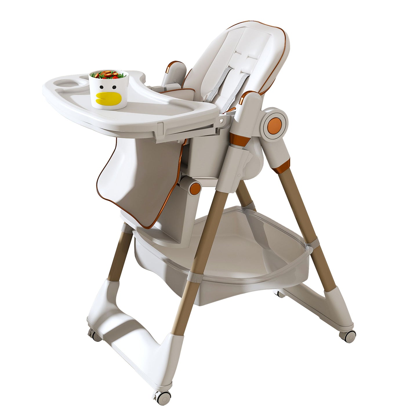 Adjustable Baby High Chair 0-6 Years, Portable Infant Feeding Seat With Safety Belt, Silent Lockable Wheels Home Essentials