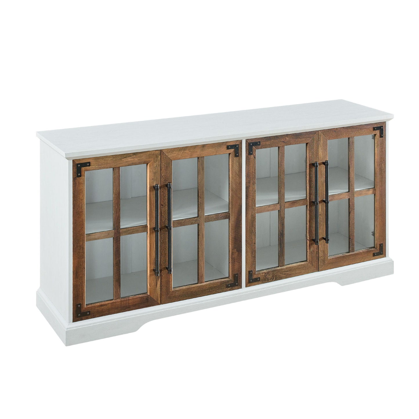 Modern Farmhouse Two Tone Windowpane Glass Door TV Stand For TVs Up To 65" Walker Edison