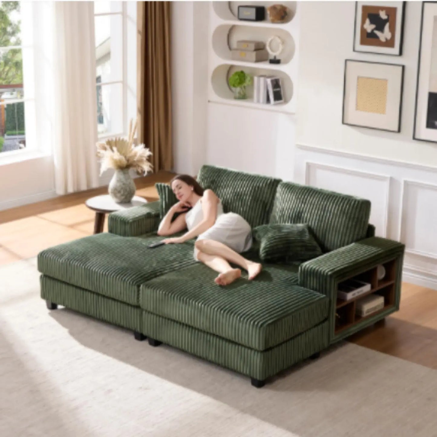 Convertible Sectional Sofa, Sleeper Oversized Living Room Lounge Home Essentials